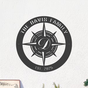 Custom Compass Family Name Metal Sign - Personalized Last Name Established Sign – Custom Outdoor Wall Decor -  Housewarming or Wedding Gift