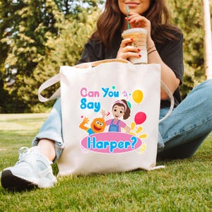 Ms Rachel Birthday Tote Bag, Can You Say Birthday Bag, Ms Rachel Party Favor Tote, Personalized Birthday Gift Bag, Custom Name Birthday Tote