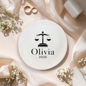 Custom Lawyer Ring Dish,Personalized Lawyer Trinket Dish With Name,Graduation Gift for Her,Scale of Justice,Class of 2025,Law Student Gift