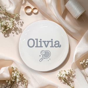 Personalized Tennis Player Ring Dish: Custom Ceramic Jewelry Holder