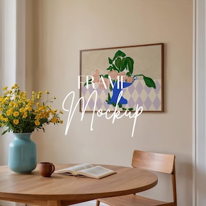 Horizontal frame mockup: thin wood frame, Poster Mockup, din A Ratio (PSD)