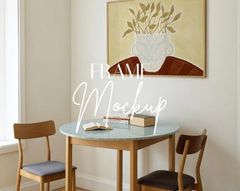 Horizontal Wood Frame Mockup: Poster Art Display (PSD)