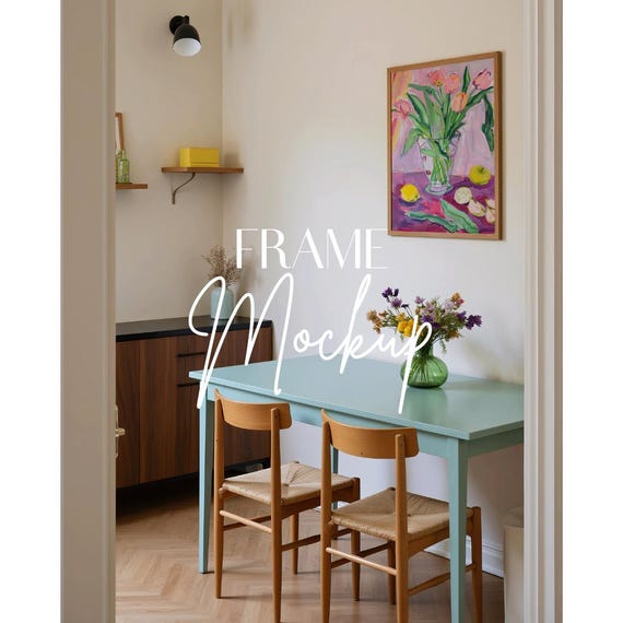 Scandinavian Frame Mockup: Vertical Wood, Photopea Compatible (PSD)
