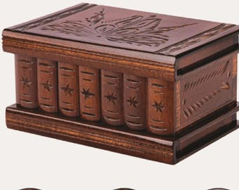 Wooden Puzzle Box with Hidden Compartment, Brain Teaser