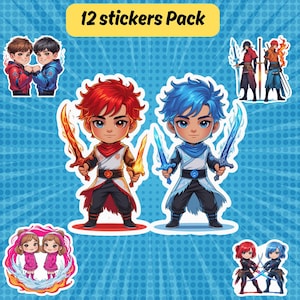 K-pop Demon Hunters Inspired Digital Sticker Pack | 13 PNG Pieces | Chibi Anime Dark Fantasy Stickers | Instant Download Bundle | Saja Boys