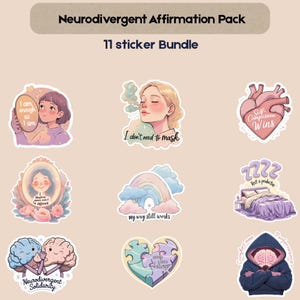 Adesivi con affermazioni neurodivergenti: stampabili, positività per ADHD e autismo (download digitale)