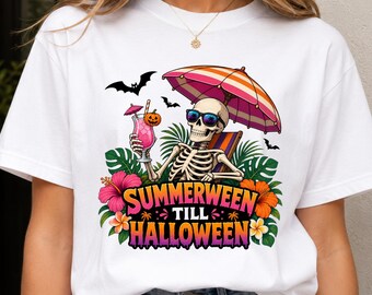 Summerween png, Summerween Till Halloween png, strandskeletshirt png, tropisch Halloween-sublimatieontwerp, grappige Halloween-afbeelding