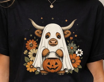Highland Cow Halloween Ghost PNG | Cute Halloween Cow PNG | Fall Highland Cow Sublimation | Ghost Cow Clipart | Instant Download