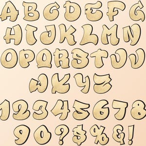 Graffiti Letters A–Z | Gold Glitter Graffiti Bubble Style PNG | Transparent Background | Cricut, Sublimation, DTF