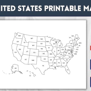 USA Karte | USA Karte Printable | USA Karte Digitaler Download | Ausmalen, Umsatz & Zieltracker | USA Map Wandkunst (svg, pdf, jpg, png)