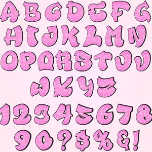 Graffiti Letters A–Z | Pink Graffiti Bubble Style PNG | Transparent Background | Cricut, Sublimation, DTF