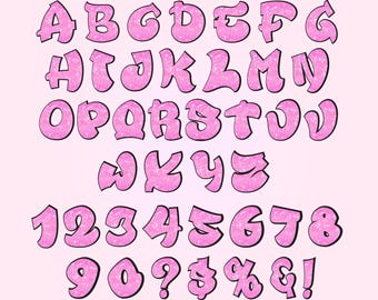 Graffiti Letters A–Z | Pink Graffiti Bubble Style PNG | Transparent Background | Cricut, Sublimation, DTF
