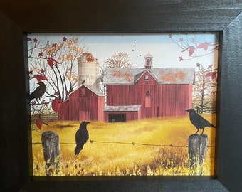 Primitive Fall Framed Billy Jacobs Autumn Gold Print 8x10/12x16