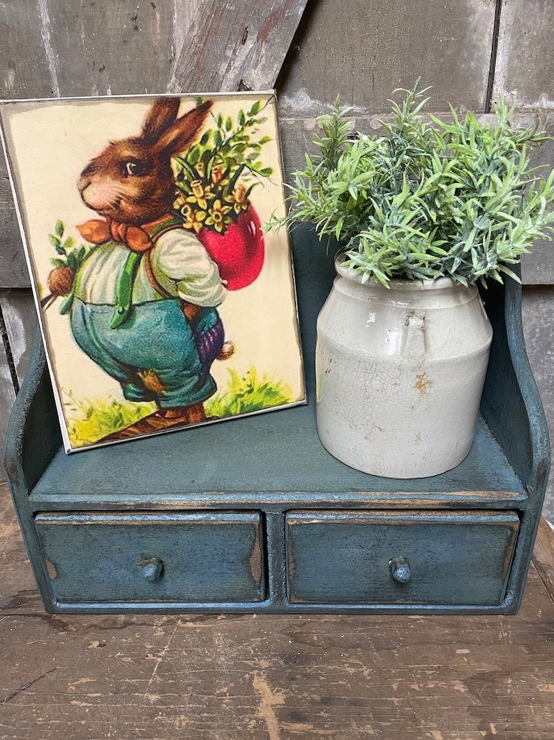 Primitive Wooden Two Drawer Organizer 11x15x8 Country Blue - Etsy