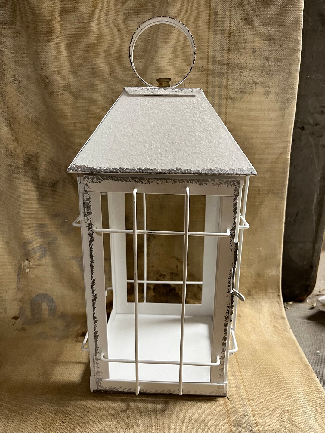 Primitive Rustic Table Lantern 14x6x6 White - Etsy
