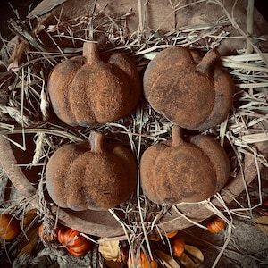 4 Primitive Fall Halloween blackened wax pumpkin Bowl Fillers