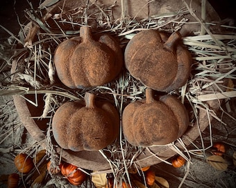 4 Primitive Fall Halloween blackened wax pumpkin Bowl Fillers