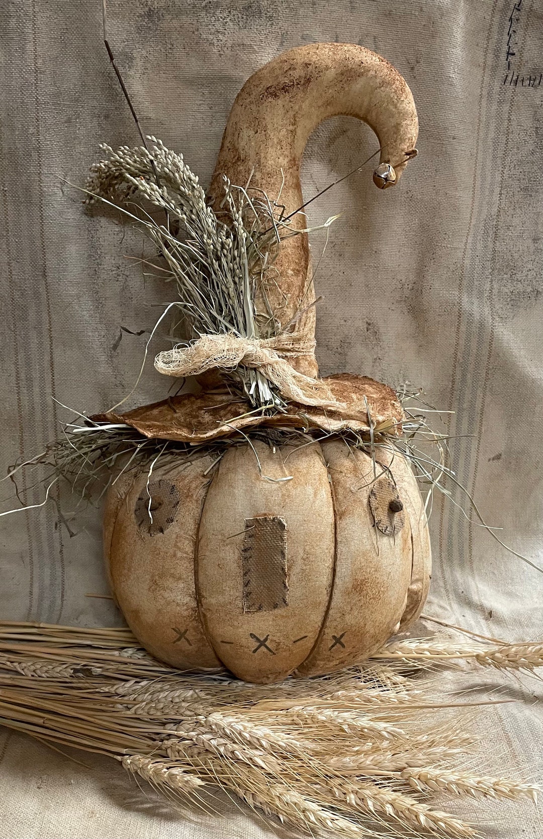 Primitive Fall Halloween Pumpkin Scarecrow Sitter 15x10 - Etsy