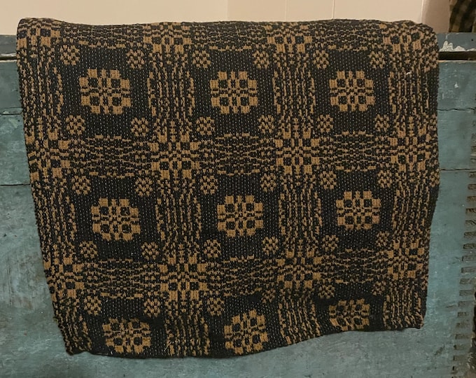 Primitive Coverlet 32 Inch Short Table Runner Black/mustard - Etsy