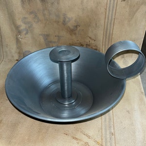 Primitive Large Round Tapered Tin Candlestick Holder 6x12 Tin