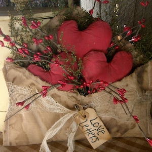 Primitive Valentines Love Letter shelf sitter