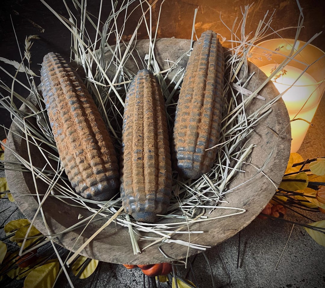 3 Primitive Fall Halloween Blackened Wax Corn Bowl Fillers - Etsy