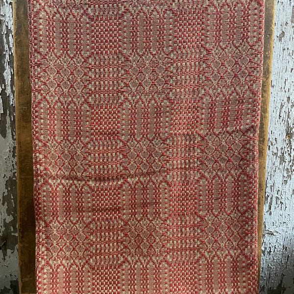 Primitive Coverlet 52x74 Inch Throw Tan/Red