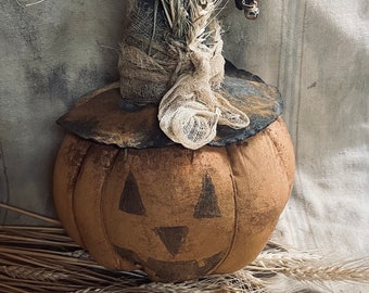 Primitive Fall Halloween Pumpkin Jack o Lantern Sitter