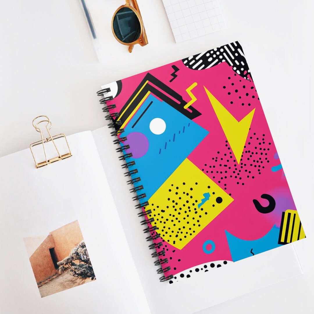 90s Retro Spiral Notebook | Memphis Style Journal | Colorful Aesthetic ...