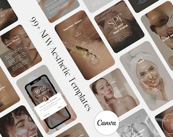 Esthetician Instagram Templates: Modern Skincare Posts, Canva Editable (Digital Download)