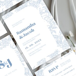 Invitaciones de boda vintage azules: NUEVO diseño exclusivo