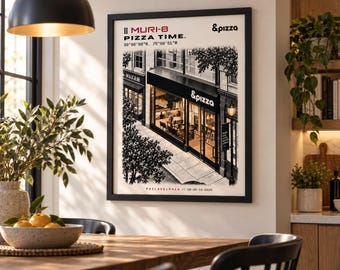 Philadelphia Pizza Art • &Pizza Restaurant Print • MURI-8 Dot-Matrix