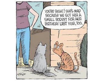 Humorous Cat Card • Birthday Comic Gift for Cat Lovers | FBC 5x7" Mohawk Superfine