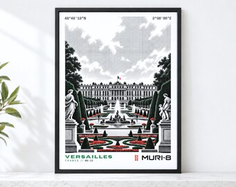 Versailles Palace Art • Printable France Poster • MURI-8 Dot-Matrix