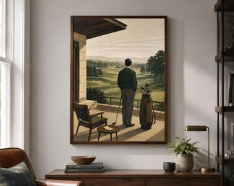 1960s Golf Art Print • Vintage Country Club Scene