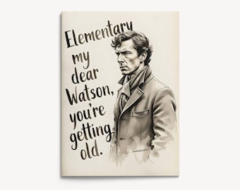 Sherlock Holmes Birthday Card – Hand-Painted Ink Wash Art (5x7 inches)