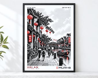 Vietnam Wall Art • Printable Hoi An Poster • MURI-8 Dot-Matrix