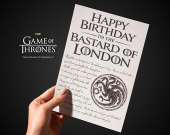 Game of Thrones Birthday Card - Bastard of (Your City) - Mohawk Superfine Cardstock