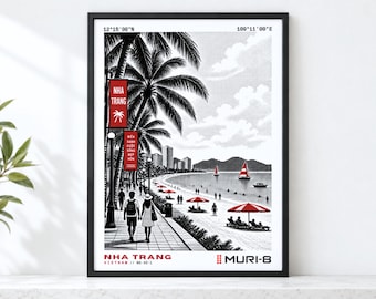 Vietnam Wall Art • Printable Nha Trang Poster • MURI-8 Dot-Matrix