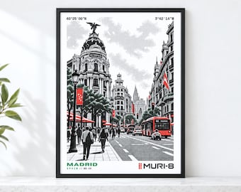 Madrid Wall Art • Printable Europe Download • MURI-8 Dot-Matrix