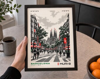 Barcelona Print • Europe Wall Art • MURI-8 Dot-Matrix