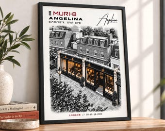 Angelina Restaurant Wall Art • London Japanese-Italian Restaurant Print • MURI-8 Dot-Matrix
