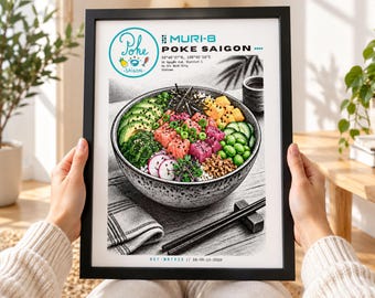 Poke Saigon Wall Art • Vietnam Restaurant Print • MURI-8 Dot-Matrix