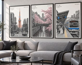 Japanese Wall Art • Set of 3 (Mix & Match) • BR2 Typewriter Art