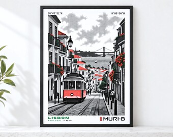 Europe Wall Art • Printable Lisbon Portgual Poster • MURI-8 Dot-Matrix