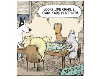 Dog Monopoly • Birthday Card for Him or Her • Funny Comic Gift for Dog Lovers | FBC 5x7" Mohawk Superfine Card