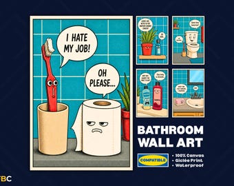 Whimsical Bathroom Wall Art | Funny Decor — FBC × CENJI Canvas (Waterproof & Wrinkle-Free)