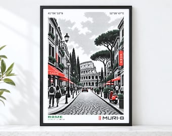Rome Wall Art • Printable Italy Poster • MURI-8 Dot-Matrix Art
