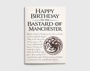 Bastard of (Your City) - Game of Thrones Birthday Card | Whimsical Gift for Him or Her