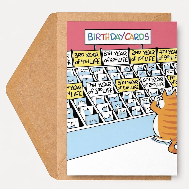 Cat Birthday Card • Funny Shopping Comic | Gift for Cat Lovers - Etsy UK